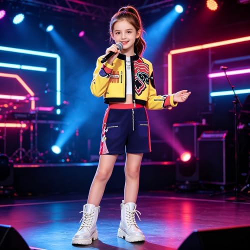 Pop Star Costume Kids Girls Fantasy Stage Outfit Halloween Costumes Set
