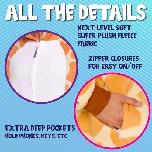 Funziez! Slim Fit Adult Onesie - Animal Costume - Plush Unisex Halloween One Piece Cosplay Suit for Women and Men