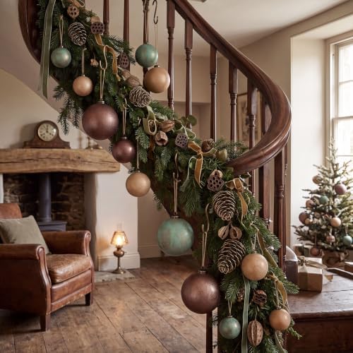 Yunlly 18 Pcs Neutral Christmas Ornaments Rustic Vintage Xmas Tree Decor