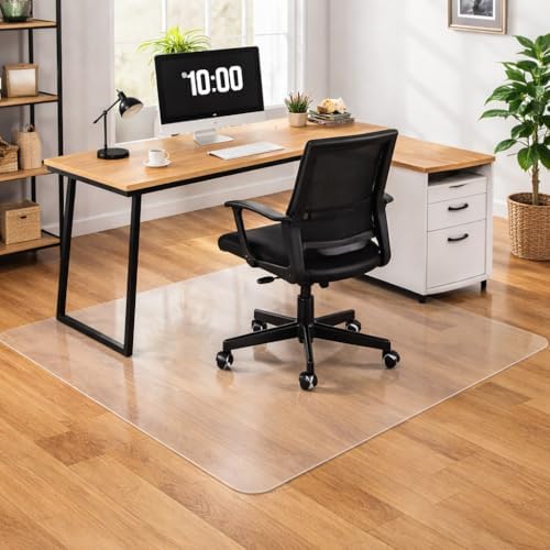 Chair Mat for Hard Floors, 46x60 inches - Transparent Chair Mats for Hardwood/Tile Floor, Smooth Rolling Glide Under Desk, Plastic Hard Floor Protection Mat for Home & Office (Clear)