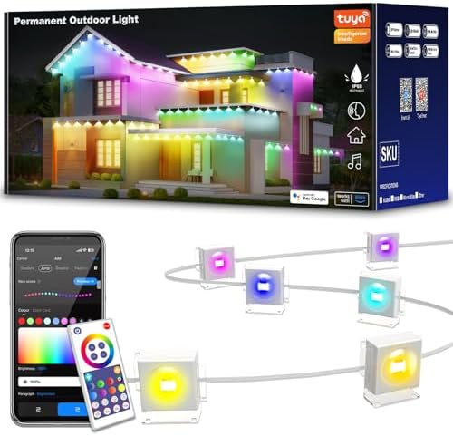 150ft Permanent Outdoor Lights with 90 LEDs Smart RGB+IC Christmas Light