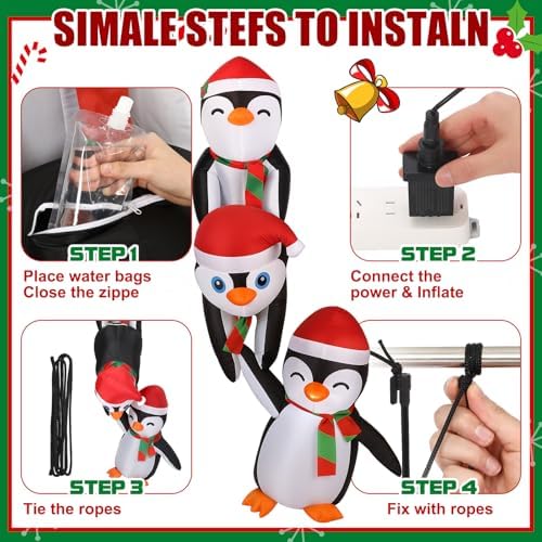 Soulchen 7ft Penguin Christmas Inflatable Roof Hanging Outdoor Decorations
