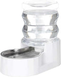 RIZZARI 4L Cat Water Dispenser – Stainless Steel, White, Gravity Fed | No Power Needed, Non-Slip Base, Easy-Clean, for Cats & Small Dogs, for Kitchen/Bedroom