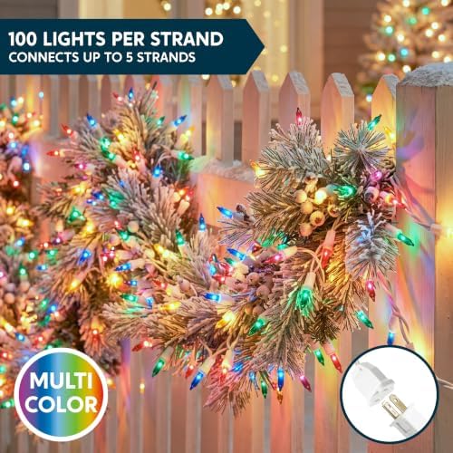 Joiedomi Christmas String Lights Indoor,200(2x100) Mini Multicolor Light with 42.8 FT White Wire,Lighting Decor for Patio Dorm Classroom Bedroom Holiday Wedding Party Garland Birthday Festival