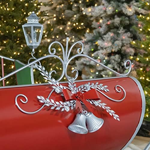 Zaer Ltd. Life-Size Christmas Outdoor Victorian Santa Sleigh, Commercial Christmas Decoration (Red, Green, Silver)