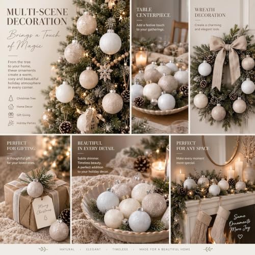 Yunlly 18 Pcs Neutral Sugar Christmas Ornaments Glitter Xmas Tree Decor