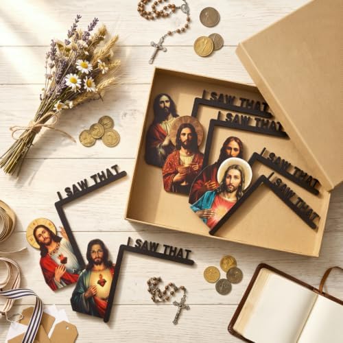 Qunclay 6 Pcs I Saw That Jesus Door Topper, Christmas Door Corner Decor