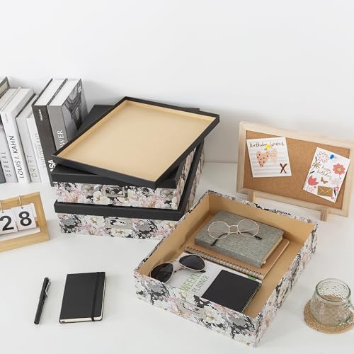 Soul & Lane - Floral Jumbo Scrapbook Storage Boxes with Lids, Set of 3