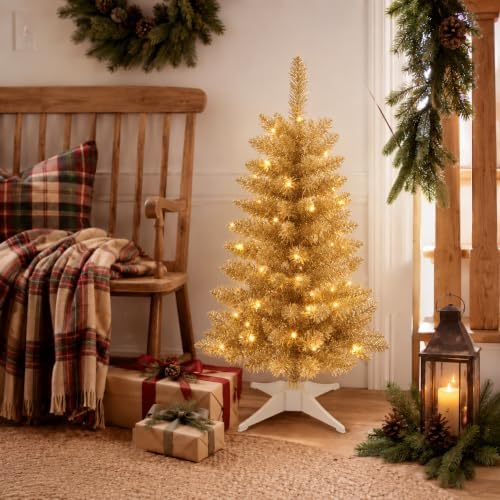 3FT Champagne Artificial Small Christmas Tree Mini Tabletop Decor
