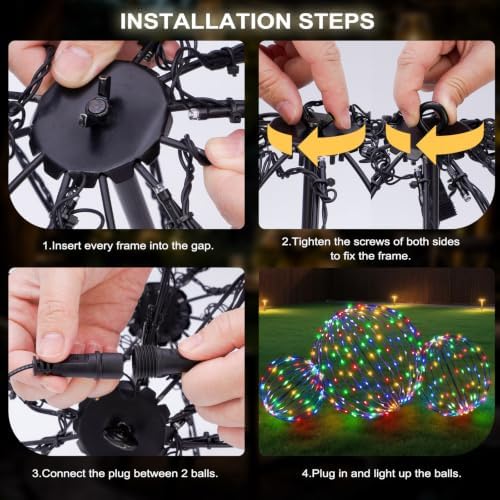 Christmas Decorations,LED Light Balls Outdoor,3 Pack,Multicolor