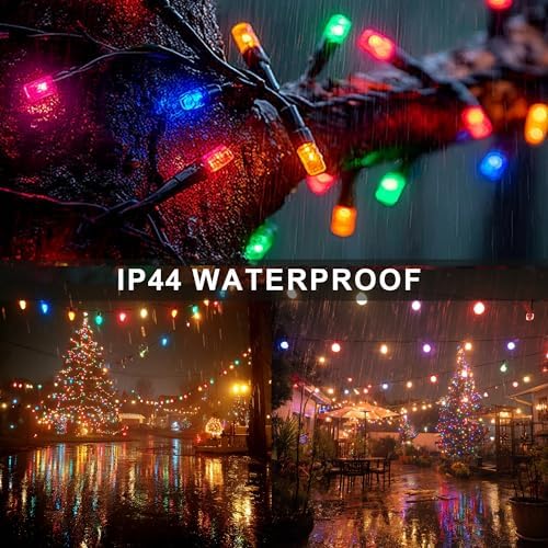 Dazzle Bright Christmas String Lights, 600 LED 196 FT Waterproof Green Wire String Lights with 8 Lighting Modes Timer, Christmas Decoration Outdoor for Party Yard Garden Xmas Tree Decor, Multi-colored
