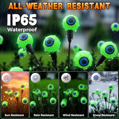 Halloween Decorations Outdoor, 6Pack 48 LEDs Solar Eyeball Lights
