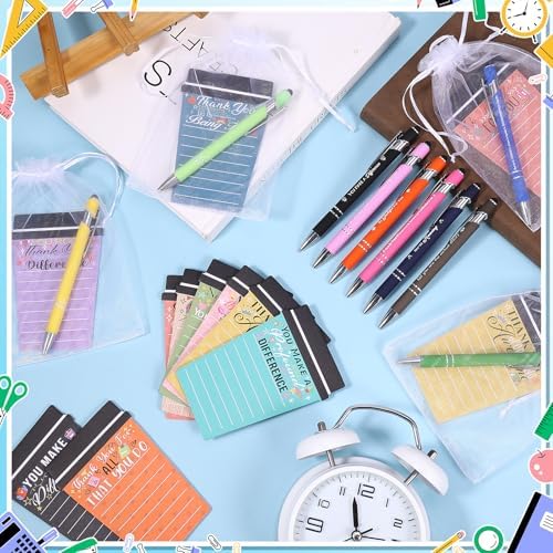 12 Set Employee Appreciation Gifts Bulk Team - 12Pack Coffee Cup Notepad+12 Ballpoint Pens+ 12 Drawstring Gift Bags, Bulk Gifts for Coworkers/Staffs/Teachers/Christmas