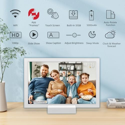 FRAMEO 10.1 Inch WiFi Digital Photo Frame,1280x800 HD IPS LCD Touch Screen,Auto-Rotate Portrait and Landscape,32GB Storage,Share Moments Instantly via Frameo App from Anywhere