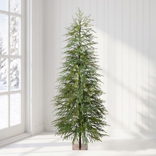 VeriNaTural Unlit Christmas Tree 5ft, Skinny Slim Pencil Xmas Tree