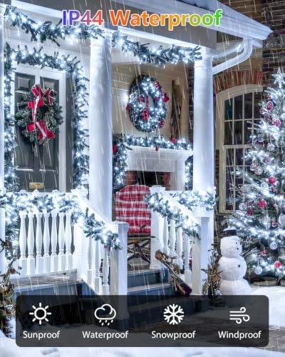 2 Pack 200LED Christmas Lights Indoor Outdoor Cool White to Multicolor