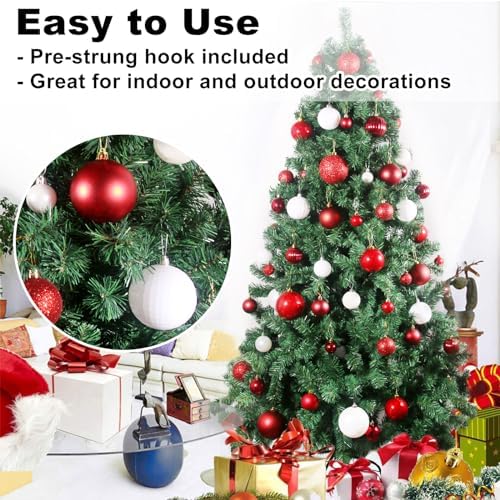 Red & White 3.2" Large Christmas Balls - Christmas Tree Decoration Ornaments Shatterproof Hanging Balls for Birthday Halloween Holiday Wedding Decorations Set of 18pcs