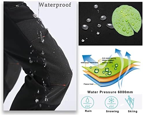 Postropaky Mens Hiking Snow Ski Pants Waterproof Outdoor Insulated Softshell Pants Snowboard Zipper Bottom Leg