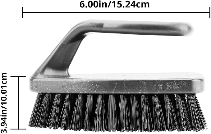 SPARTA Heavy Duty Scrub Brush, Hand Brush with Iron Shape Handle Design for Scrubbing Kitchen Pots and Pans or Bathroom Sink and Shower, 6 Inches, Black, Twin