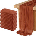 12 Pack Cheesecloth Table Runner, Runner Gauze Boho Wedding Decor Romantic Table Runner for Wedding Birthday Party(35" x 118") (Terracotta)