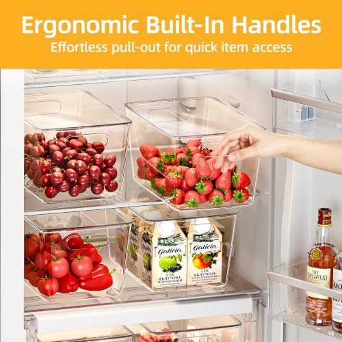 HOYOJA 10 Pack Clear Plastic Storage Bins Pantry Organizers Bin with Lids