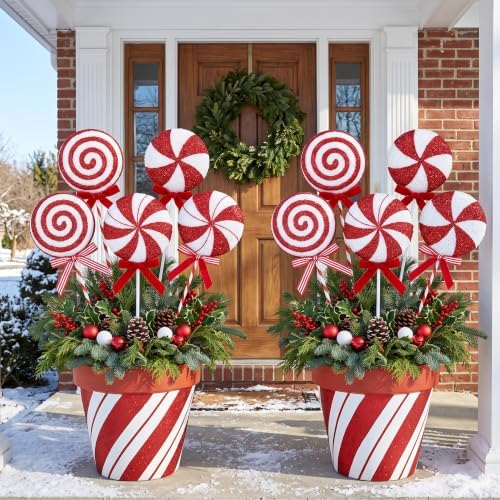 8 Pcs 16.5" Giant Candy Cane Ornament Glitter Peppermint Christmas Decor