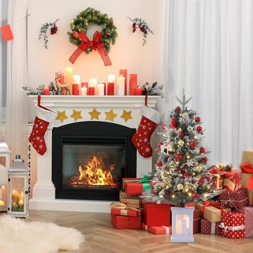 3ft Pre-Lit Artificial Mini Christmas Tree, 78 LED Lights, 8 Lighting Modes