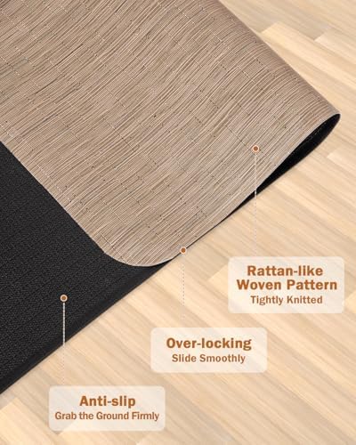 Blvornl Office Chair Mat for Hardwood Floor, 40"*55" Desk Computer Chair Mat for Hard Wood, Large Anti-Slip Hard Floor Protector for Rolling Chair, PVC Desk Rug for Office Red Brown