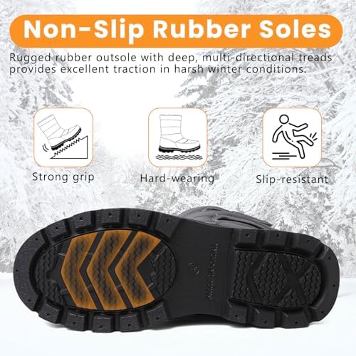 todaysunny Mens Snow Boots Waterproof Womens Winter Boots Fur Lined Warm Lightweight Mid-Calf Casual Outdoor Cold Weather Shoes Unisex