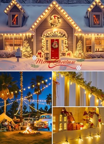 Vintage C9 Christmas Lights Outdoor, 100Ft 50 LED Warm White String Lights