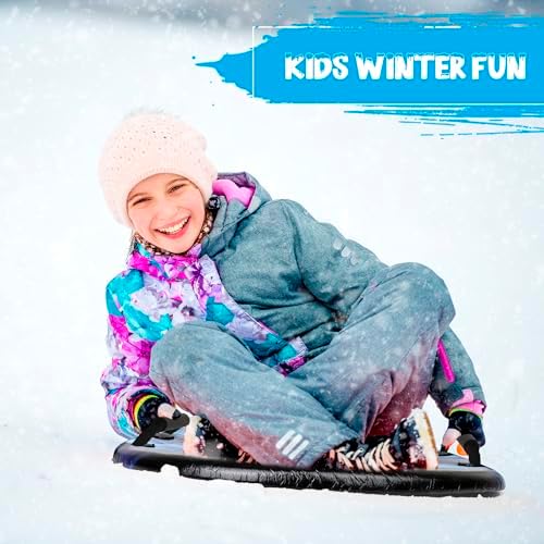 Slippery Racer Downhill Zeus Adults and Kids Foam Saucer Disc 1 Rider Snow Sled Toboggan with Handles, Midnight Hologram