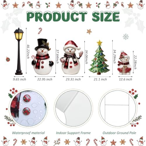 Leinuosen 5 Pcs Christmas Snowman Family Yard Signs Outdoor Decorations