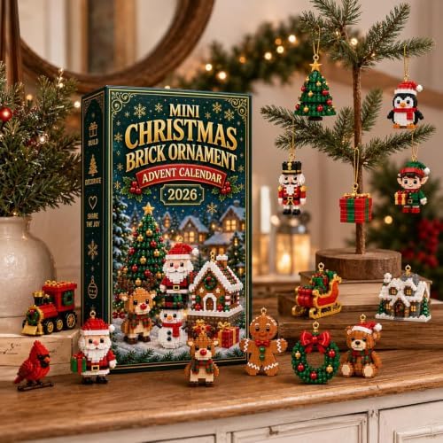 24-Day Mini Christmas Brick Ornament Advent Calendar，2set