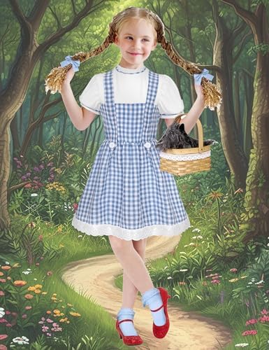 Angelaicos Girls Blue Plaid Costume Accessories for Halloween Role Play Outfits