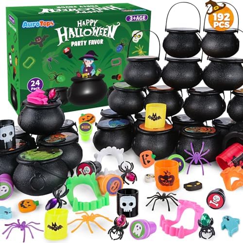 Halloween Party Favor for Kids,24 Pack Prefilled Small Witch Cauldron Toys