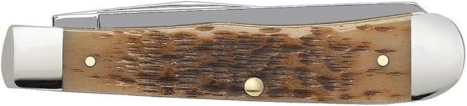 Case XX WR Pocket Knife Trapper With Genuine Bone Handle, Carbon Steel Blade(s), Length Closed: 4 1/8 Inches (Amber Bone)