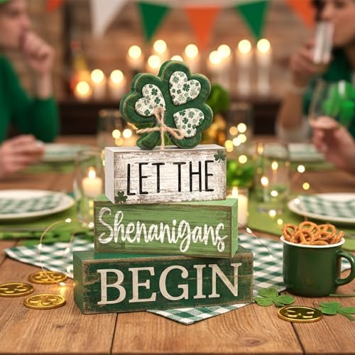 Lineshading 4 Pcs Wooden Tiered Tray Decor I Love You Block Signs Rustic