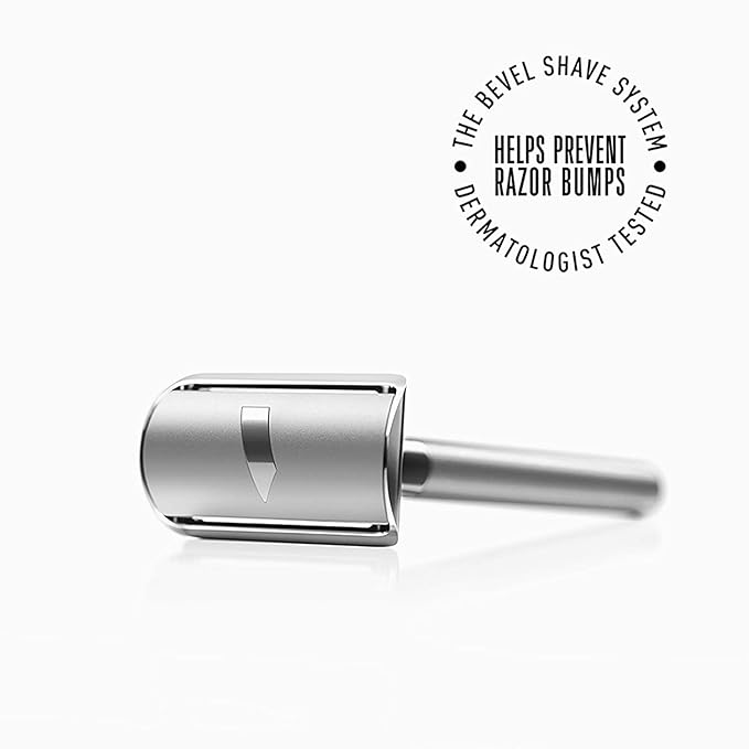 Bevel Safety Razor with Brass Weighted Handle and 10 Double Edge Safety Razor Blade Refills, Single Blade Razor for Men, Designed for Coarse Hair to Prevent Razor Bumps, Black