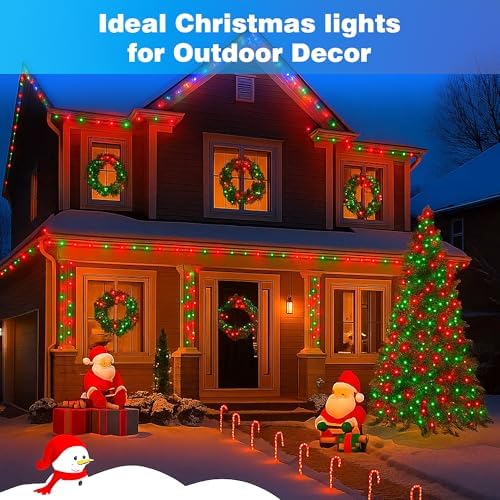 164FT Christmas Lights, 500 LED Outdoor Xmas String Lights, Red & Green