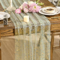 Artoid Mode 2-Pack Sage Green Gold Gauze Table Runner 10FT, Glitter Metallic Foil Sheer Dining Wedding Anniversary Holiday Birthday Table Decor for Home Party
