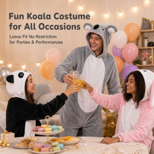 Snug Fit Unisex Adult Onesie Pajamas, Flannel Cosplay Animal One Piece Halloween Costume Sleepwear Homewear