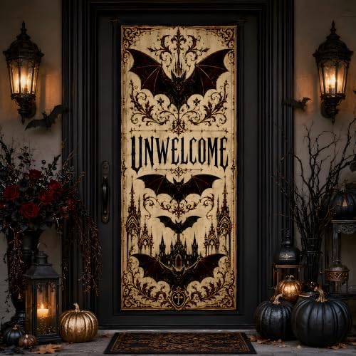 Halloween Decorations - UNWELCOME Gothic Halloween Door Cover