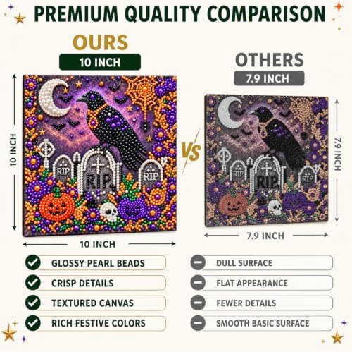 Diamond and Pearl Art Kits for Adults, Halloween Decorations, Framed Decor