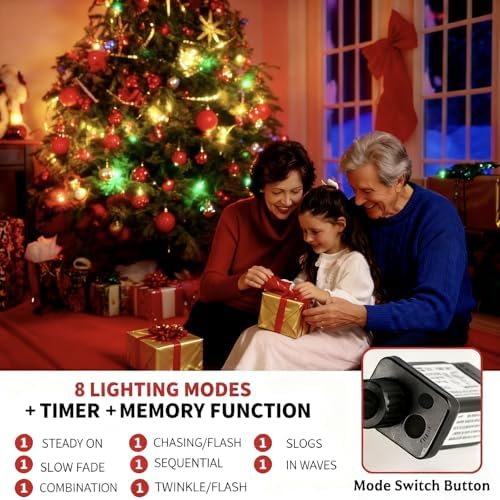 MZD8391 105FT 300LED Christmas Light, Christmas Tree Light, Red Green