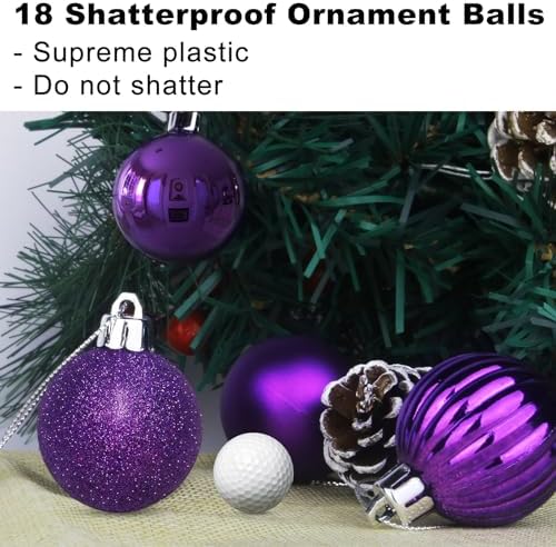 Purple 3.2" Large Christmas Balls - Christmas Tree Decoration Ornaments Shatterproof Hanging Balls for Birthday Halloween Holiday Wedding Decorations Set of 18pcs