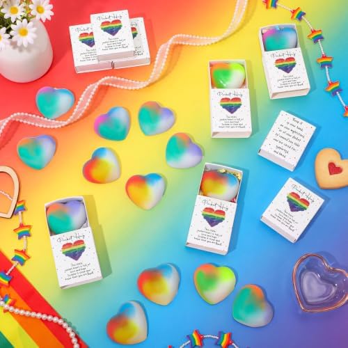 Wettarn 24 Sets Pocket Hug Gifts Rainbow Hearts with Boxes