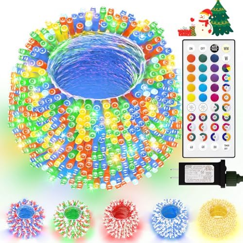 LitHome Color Changing Christmas String Lights with Remote, 164Ft 500 LED