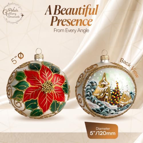 Hand Blown Glass Ball Christmas Ornament, 5 in, Wintry Silver