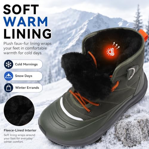 relxfeet Men's Waterproof Winter Snow Boots Wide Toe Box