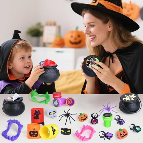 Halloween Party Favor for Kids,48 Pack Prefilled Small Witch Cauldron Toys
